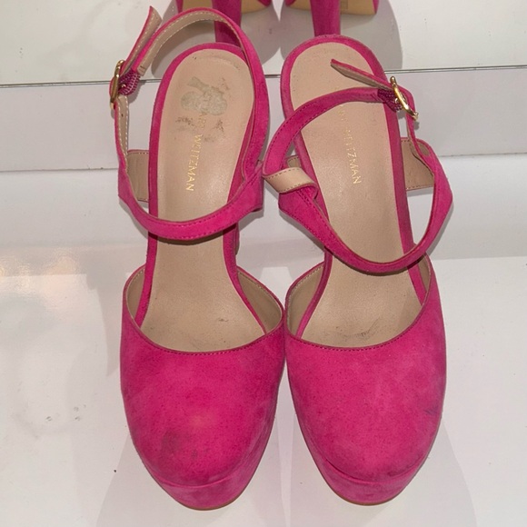 Stuart Weitzman hot pink Avenue 130 Suede Platform Pump - Picture 4 of 6